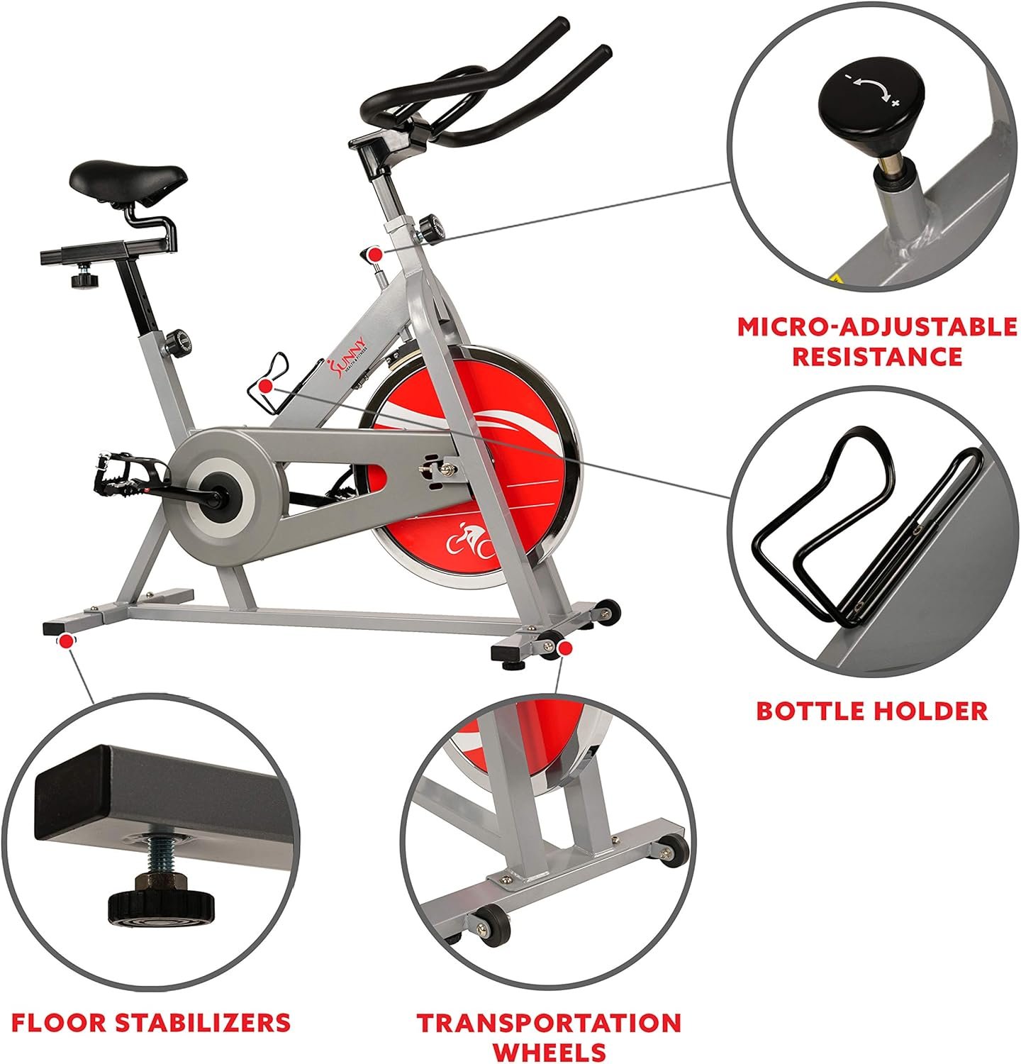 Sunny Health  Fitness Stationary Indoor Cycling Bike