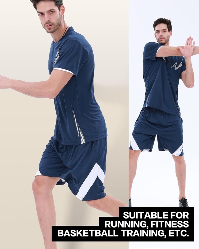 BOOMCOOL Gym Mens Clothes Workout Shirts for Men Outfits Sets 6pcs Shirts+Shorts