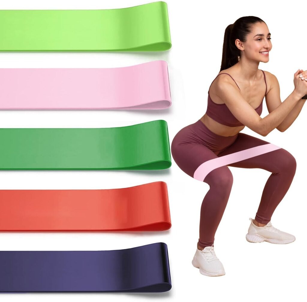 Resistance Loop Exercise Bands for Working Out, Fitness Elastic Bands, Workout Bands for Home Gym, Stretching, Yoga, Pilates, Physical Therapy (5pcs Set) - Random Color
