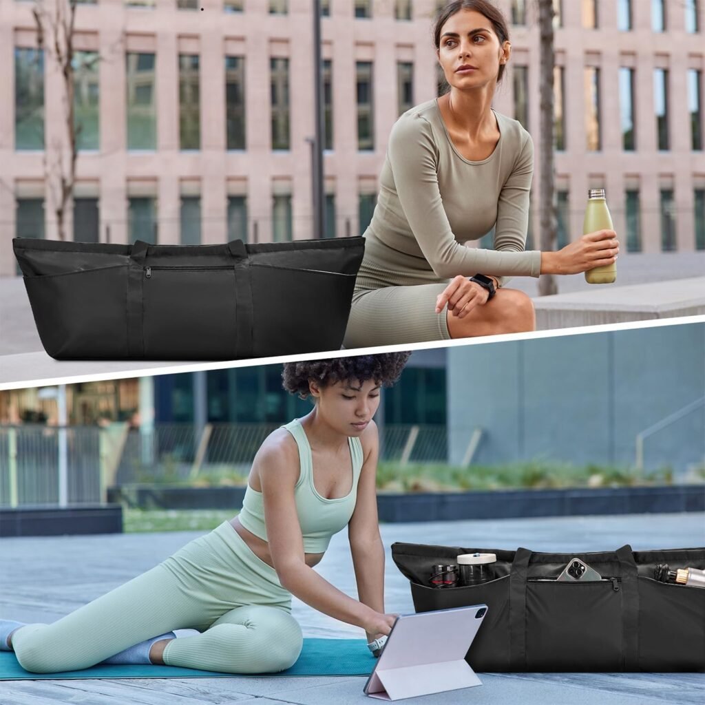 sportsnew Large Yoga Mat Bag with Shoes Bag and Wet Compartment Ladies Pilates Gym Bag with Yoga Mat Holder Yoga Bag with Adjustable Mat Strap for Women Men