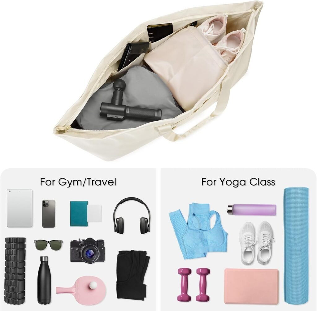 sportsnew Large Yoga Mat Bag with Shoes Bag and Wet Compartment Ladies Pilates Gym Bag with Yoga Mat Holder Yoga Bag with Adjustable Mat Strap for Women Men