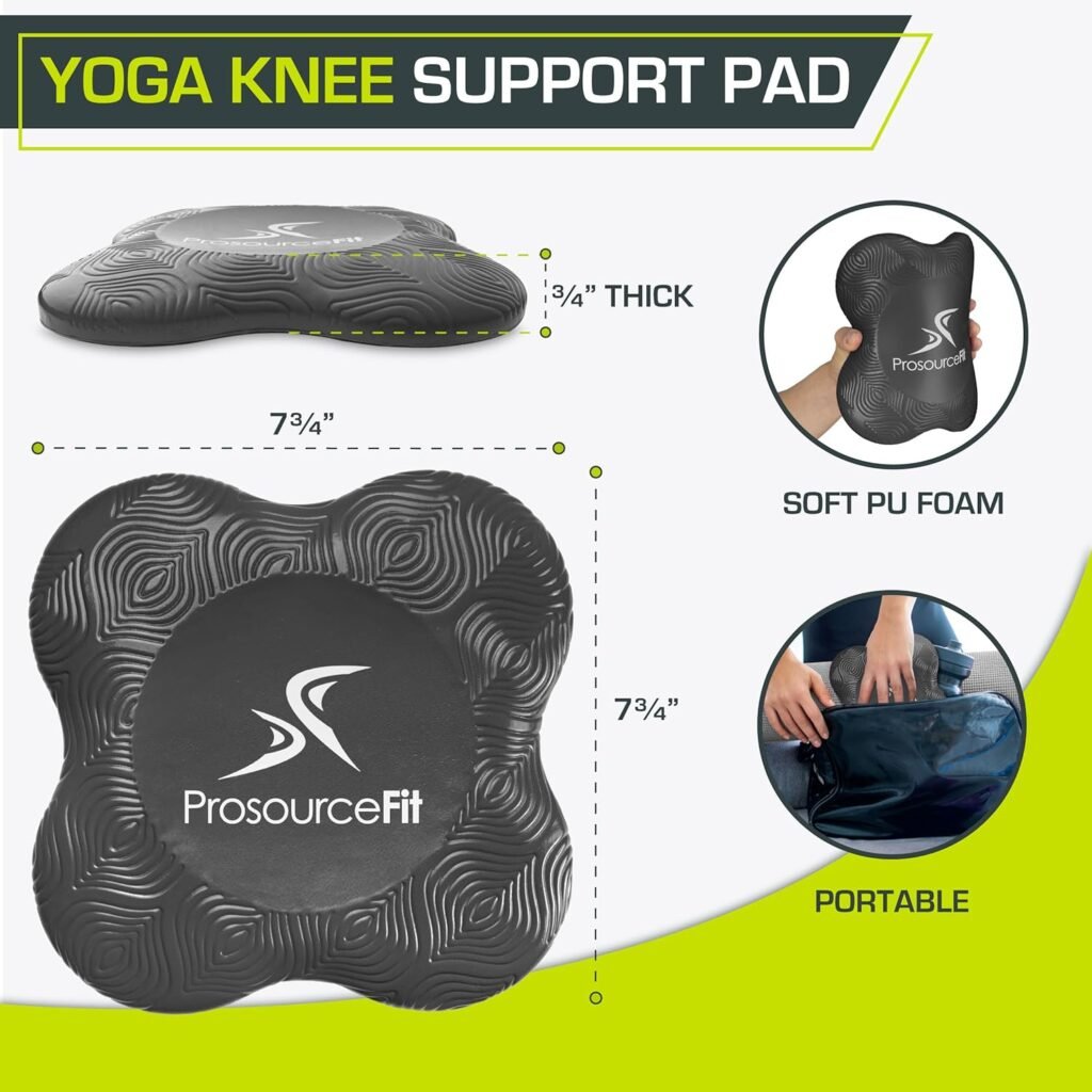 ProsourceFit Yoga Knee Support Pads, Non-Slip Knee Pad for Yoga, Pilates, Meditation, and Stretching; Exercise Yoga Accessories for Knee Support for Men and Women