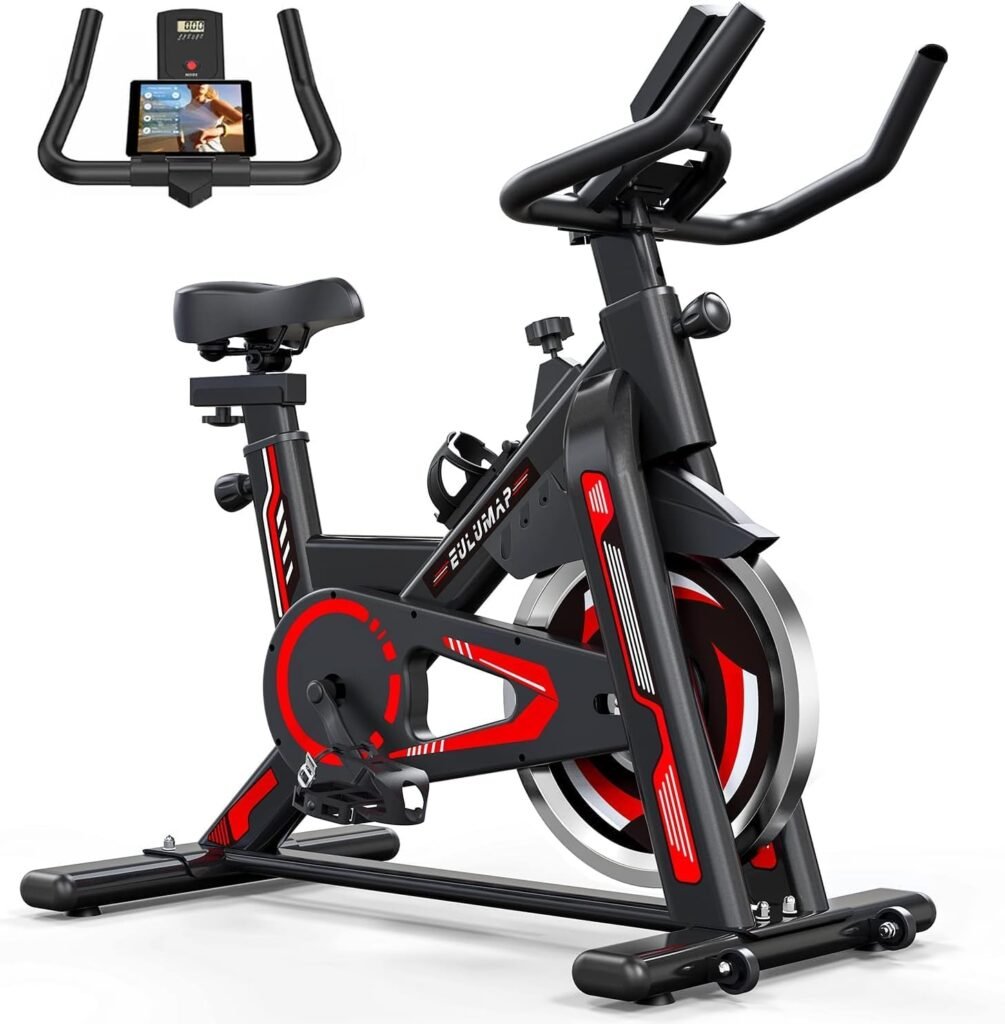 Exercise Bike-Indoor Cycling Bike Stationary Bike for Home Gym, Cycle Bike With Digital Display  Comfortable Seat Cushion -(RedBlack)