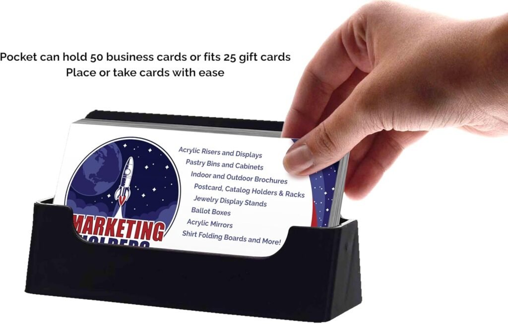 Marketing Holders Business Card Holder Desktop Display for 3.5 x 2 VIP Membership and Rewards Cards Black Acrylic Countertop Display Stand for Fitness Centers and Gyms