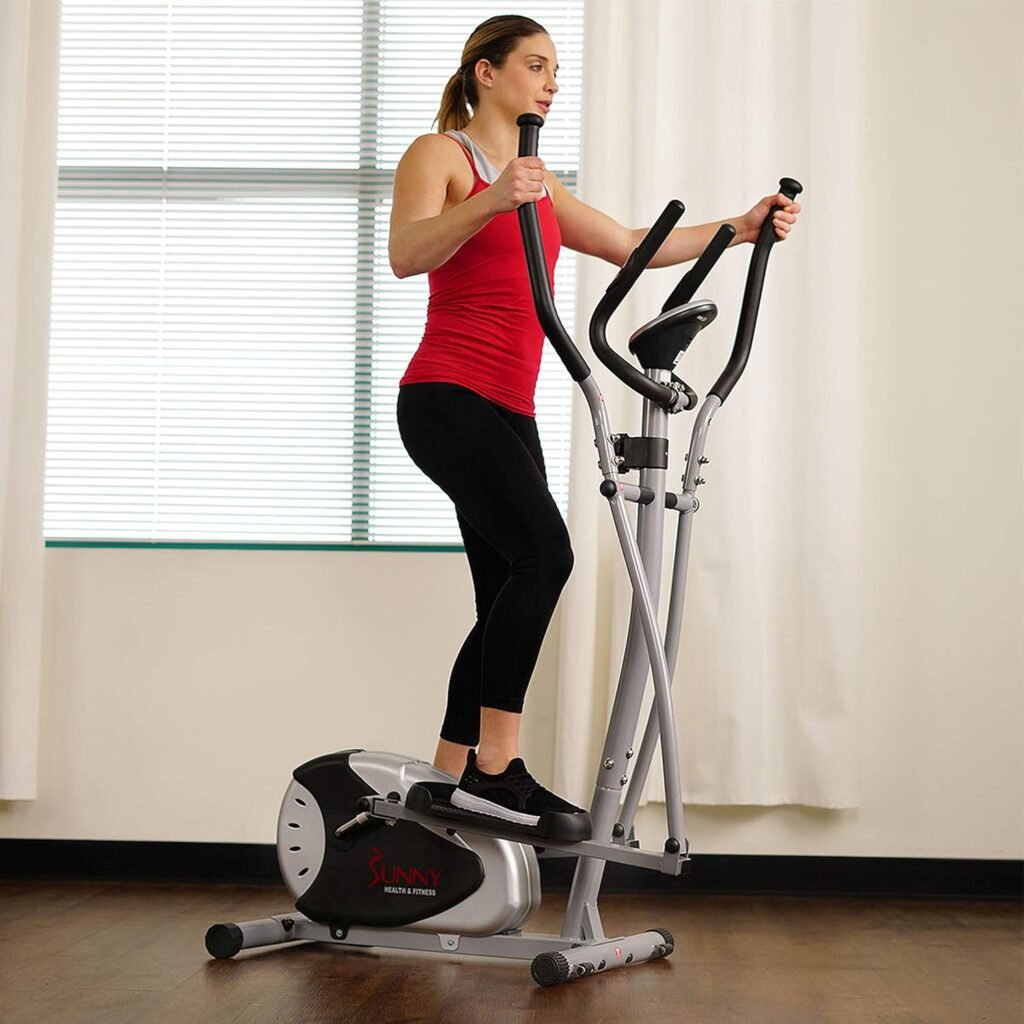 Sunny Health  Fitness Legacy Stepping Elliptical Machine, Total Body Cross Trainer, Low Impact Exercise Equipment with Optional SunnyFit App Enhanced Connectivity