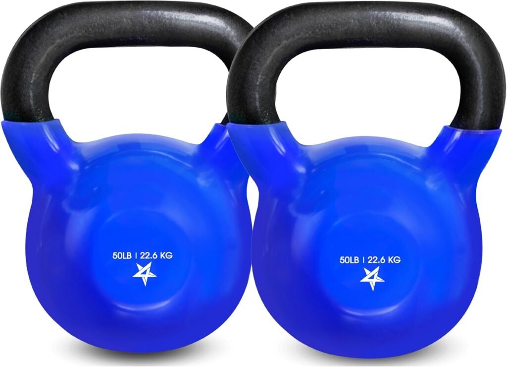 Yes4All 5-65lbs Kettlebells Vinyl Coated Cast Iron for Dumbbell Weights Exercises, Gym, Fitness, Full Body Workout Equipment Push up, Grip and Strength Training