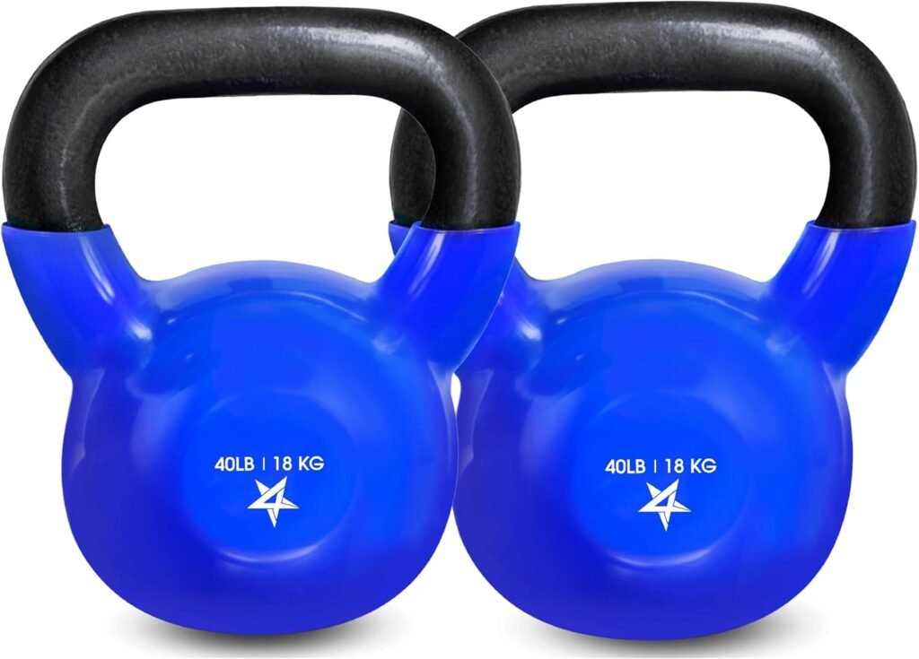 Yes4All 5-65lbs Kettlebells Vinyl Coated Cast Iron for Dumbbell Weights Exercises, Gym, Fitness, Full Body Workout Equipment Push up, Grip and Strength Training